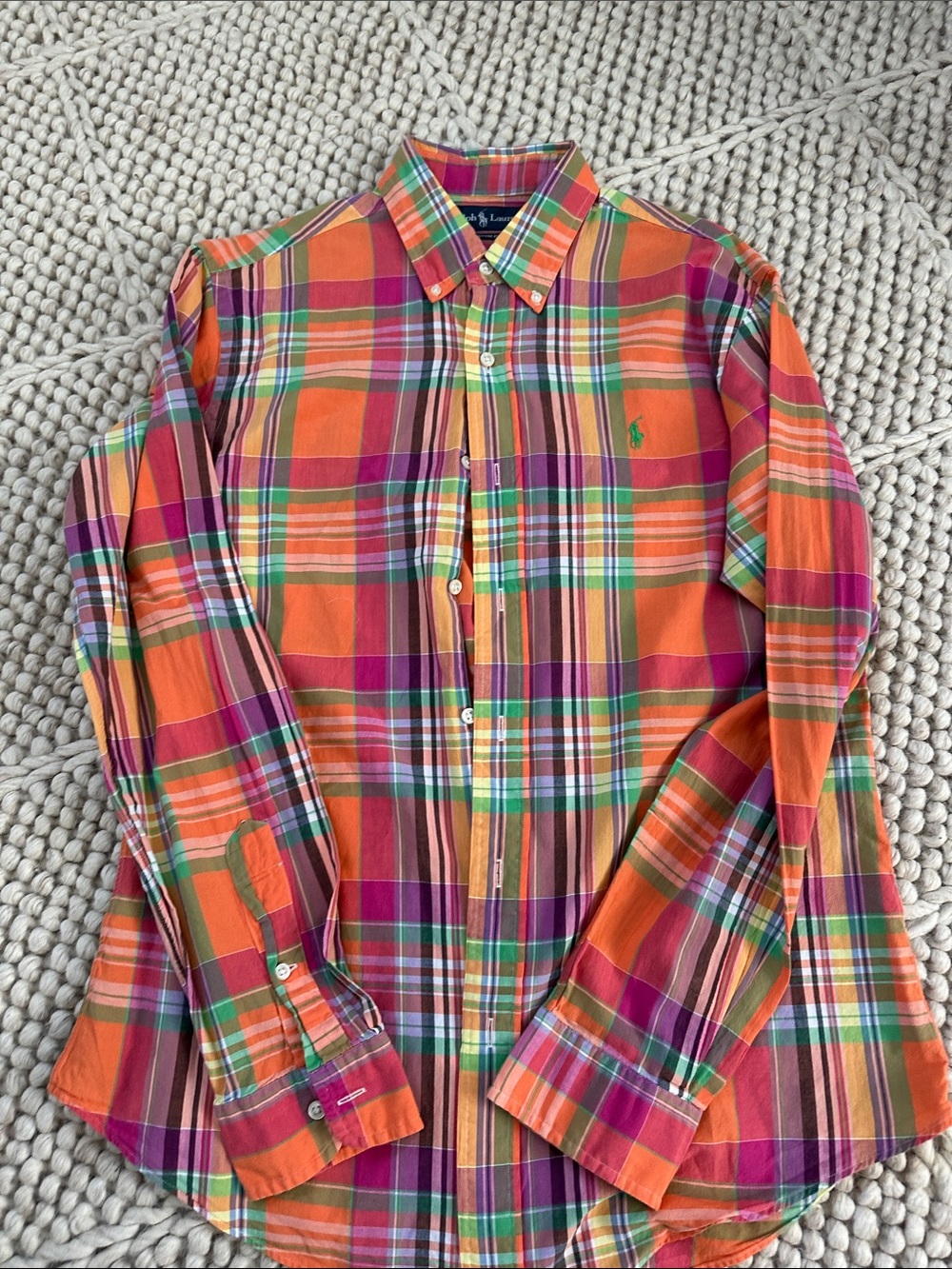 Ralph Lauren Orange & Pink Plaid Button-Down Shirt